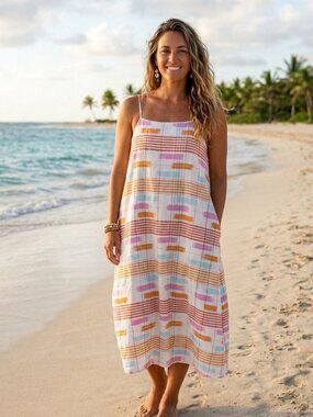 lou and grey dresses Lou and Grey Dresses (2) Women's S Navy Blue Beige Stripe Stretch Cotton Tee